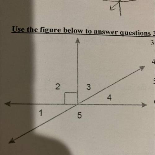 Please help! its a test!! angle 2 = right angle
angles 1 and 5 = ?
angles 1 and 4 = ?