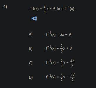 If f(x) = 2/3x + 9, find f^-1(x)