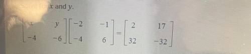 Solve for the variables x and y in the matrix