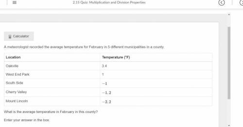 A meteorologist recorded the average temperature for February in 5 different municipalities in a co