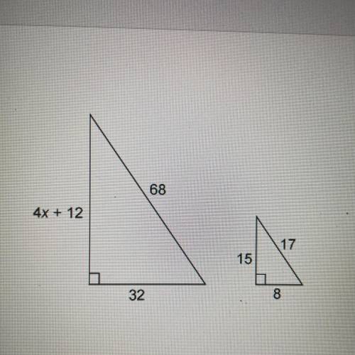 The triangles are similar. 
What is the value of X?