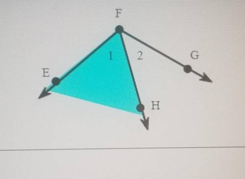 Name the shaded angle in three different ways.​