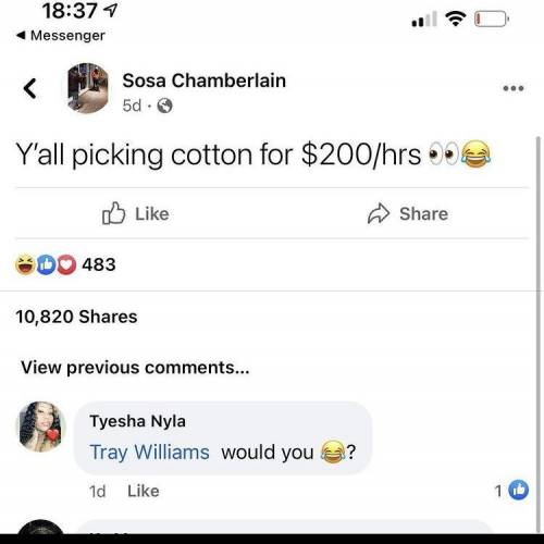 Would y'all pick cotton for 200$/hr?