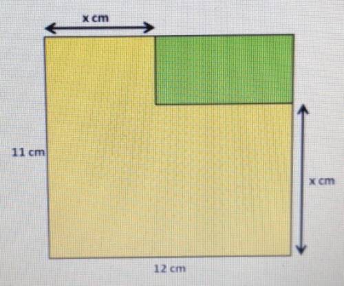 The area of the yellow region is 112 cm^2. find the value of x​