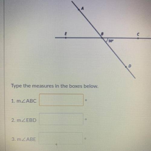Use the diagram to find the measures of each angle.
50
D