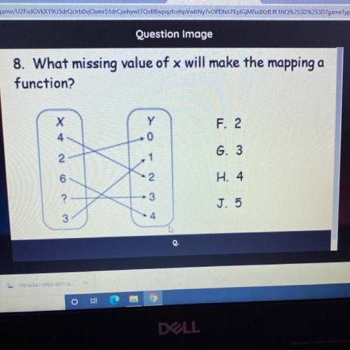 8. What missing value of x will make the mapping a
function?