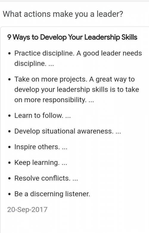 How does your actions help become a leader