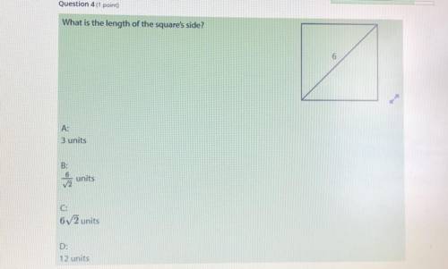 (10 POINTS) what’s the length of the squares sides?