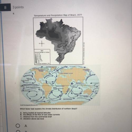 Which factor best explains the climate distribution of northern Brazil?