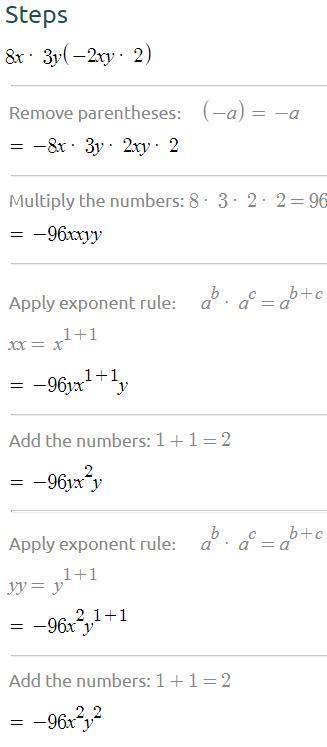 8x3y(-2xy2) simplified is: