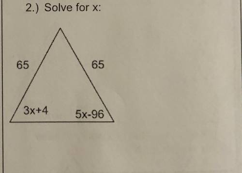 Solve for x on this isosceles triangle
