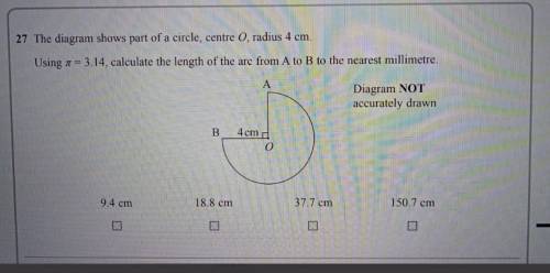 How to calculate the length of the arc from A to B to the nearest millimetre.