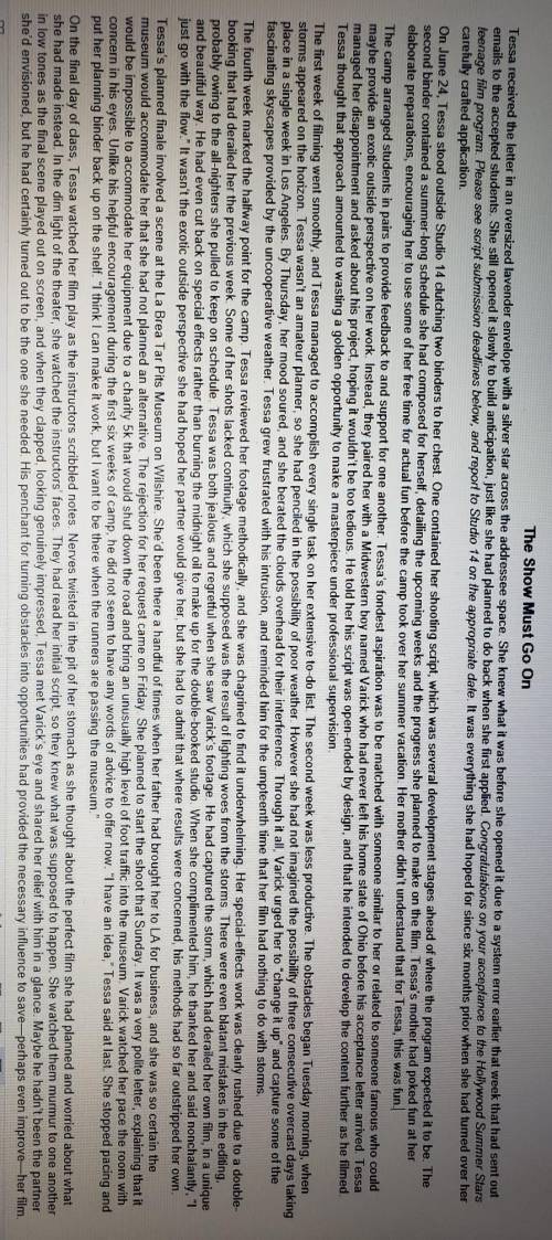 Read the passage then answer the question. You'll have to expand the picture to read it. Question 1