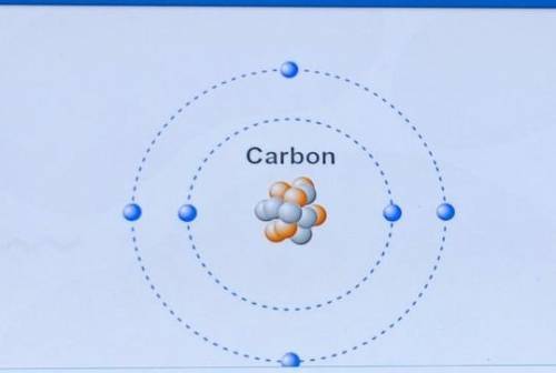 On the model of a carbon atom below, label the protons, neutrons, and electrons in your model. Summ
