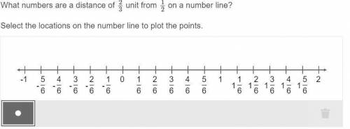 What numbers are a distance of 2/3 unit from 1/2 on a number line?

Select the locations on the nu