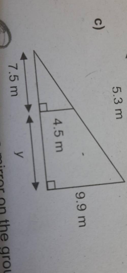 Find the unknown measurement for the pair of similar trianglesIgnore that 5.3m ​