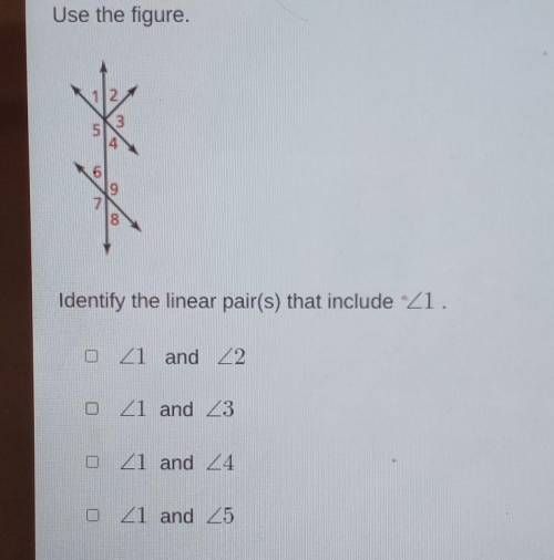 Identify the linear pair(s) that include <1​