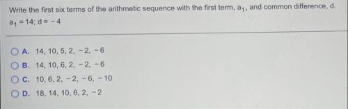 Write the first six terms of the arithmetic sequence with the first term, ay, and common difference