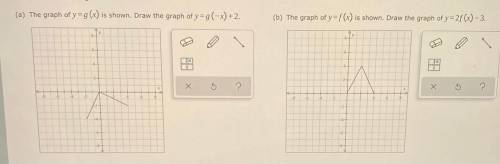 (a) The graph of y=f(x) is shown. Draw the graph of y=9(-x)+2.

(b) The graph of y=f(x) is shown.