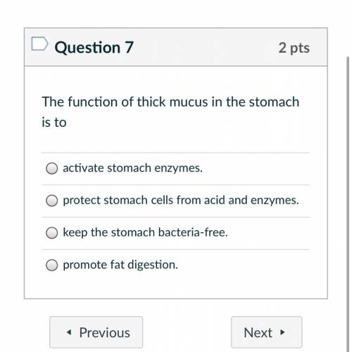 The function of thick mucus in the stomach is to