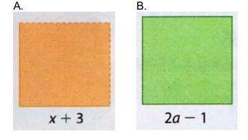 1.2 Express the area of ​​each of the squares. Then, simplify each expression using

remarkable pr