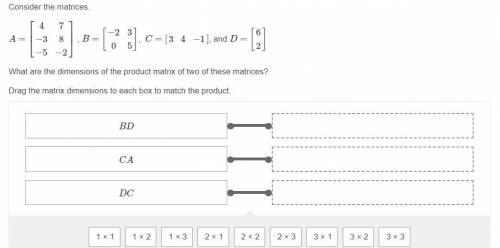 What are the dimensions of the product matrix of two of these matrices?
