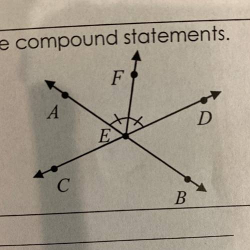 Use the statements below along with the diagram to give its truth value.

p: Points C, E, and B ar