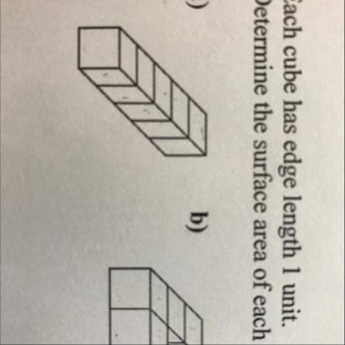 Each cube has edge length 1 unit.
Determine the surface area of each object.