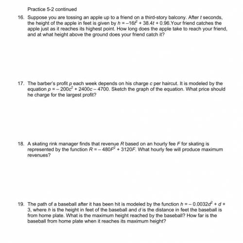 Questions 16-19, step by step