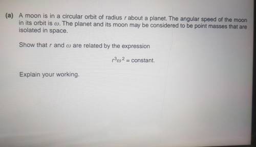 3 (a) A moon is in a circular orbit of radius r about a planet. The angular speed of the moon in it