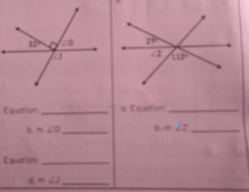 Set up and solve equations to find the missing angle measurements in the following​