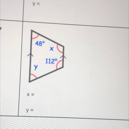 48°
Х
112°
у
X =
y =