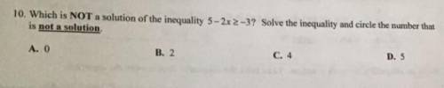 Which statement is not a solution of the inequality 5-2x>-3?