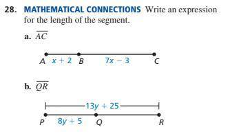 Write an expression for the length of the segment