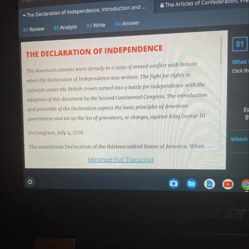 How does this selection of the declaration of independence define the purpose of government in amer