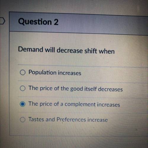 Demand will decrease shift when …