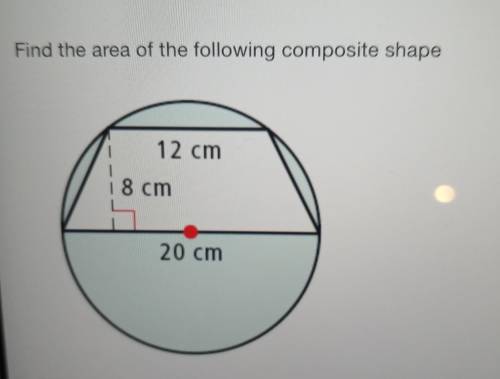 Find the area of the following composite shape 12 cm 8 cm 20 cm​