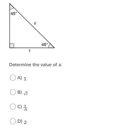 Please please please help me out somebody
Determine the value of x.
