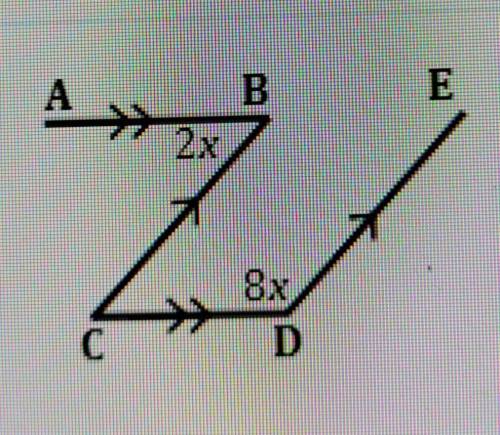 Find the value of x in each case. A B E