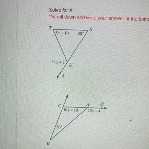 Solve for x 
…………………….