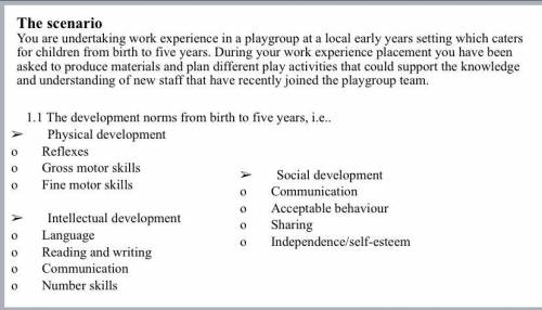 Can anyone please help me with this task for coursework from the subject child Development please?