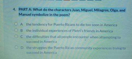 4. PART A: What do the characters Juan Miguel, Milagros, Olga, and Manuel symbolize in the poem?