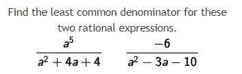 Find the least common denominator for these two rational expressions.