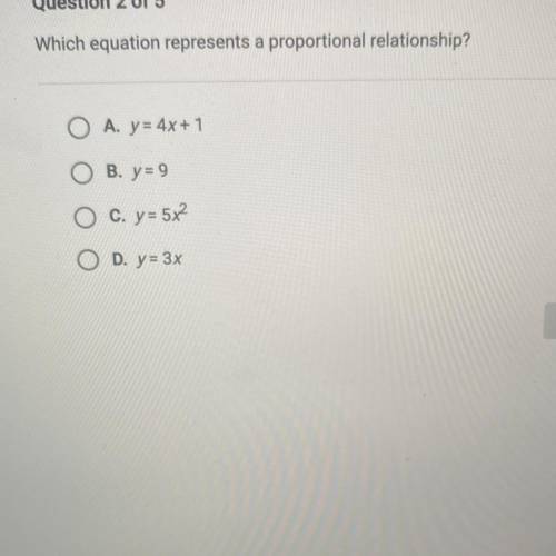 Which equation represents a porprotional relationship?