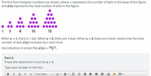 The first five triangular numbers are shown, where n represents the number of dots in the base of t