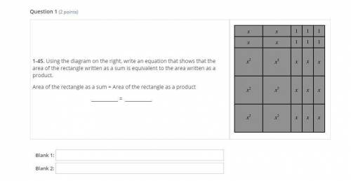 1-45. Using the diagram on the right, write an equation that shows that the area of the rectangle w