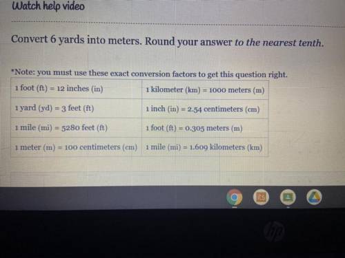 Convert 6 yards into meters. Round your answer to the nearest tenth.