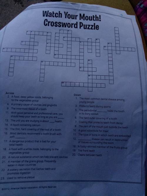 Watch your mouth! 
CROSSWORD PUZZLE