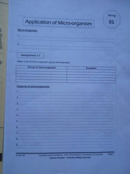 Applications of micro-organisms.
.Help on this plz grade 10 science