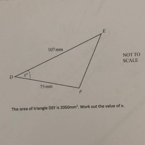 The area of triangle DEF is 2050mm2. Work out the value of x.

Does anyone know how to get the ans